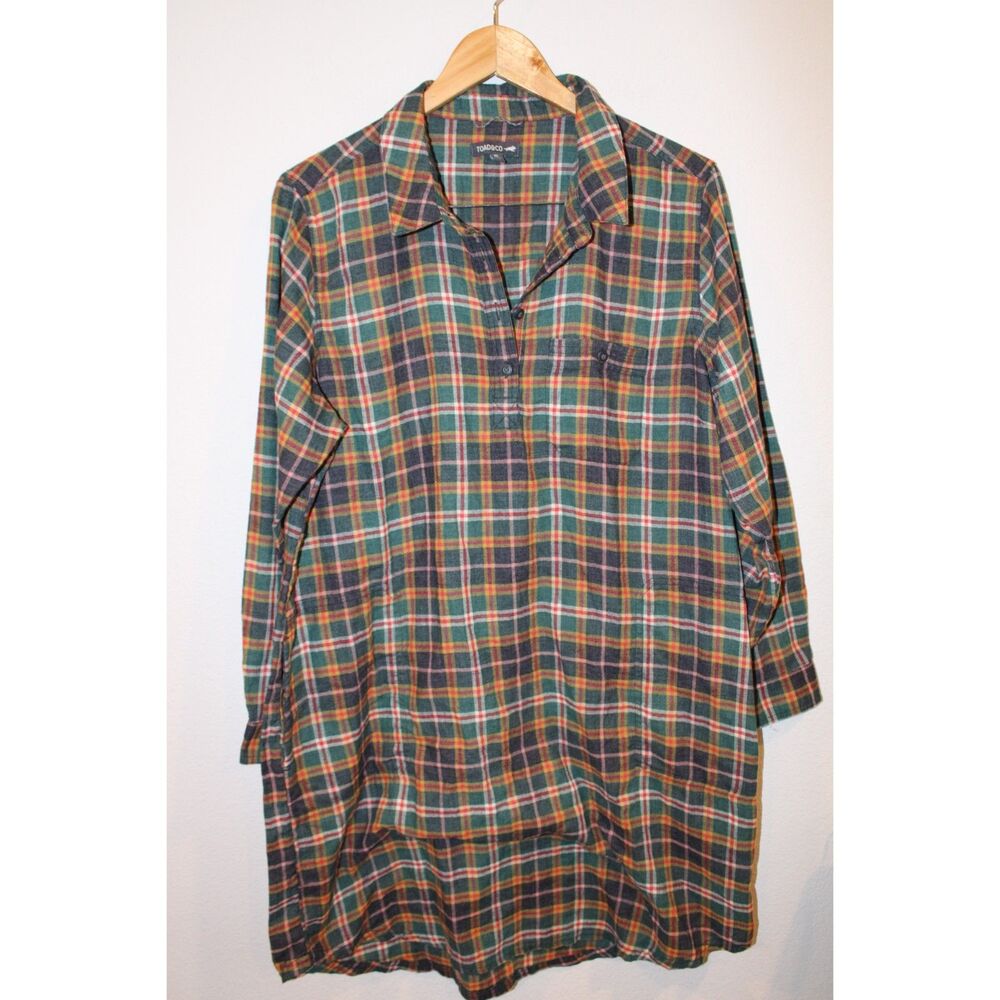 Toad&Co Re-Form Popover flannel shirt dress size xlarge - Picture 2 of 12